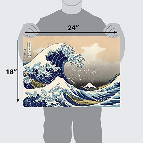 2 Pack - Skeleton by Vincent Van Gogh & The Great Wave Off Kanagawa by Katsushika Hokusai - Fine Art Poster Prints (Laminated, 18" x 24")