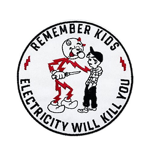 Reddy Kilowatt Remember Kids Electricity Will Kill You Embroidered Iron On Patch