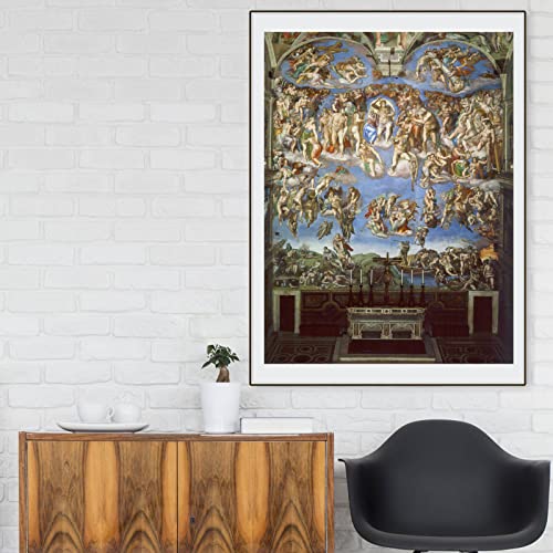 ZZPT Michelangelo Last Judgment Art Poster - Religious Wall Decor - Vintage Canvas Prints for Living Room Bedroom - Famous Painting Reproductions Unframed (12x16in/30x40cm)