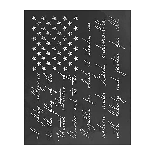 I Pledge Allegiance to the Flag - Patriotic Wall Art Poster, This Rustic American Flag Wall Decor Is Ideal for Home Decor, Man Cave, Military, Office, School, Room Decor, Unframed - 11x14”
