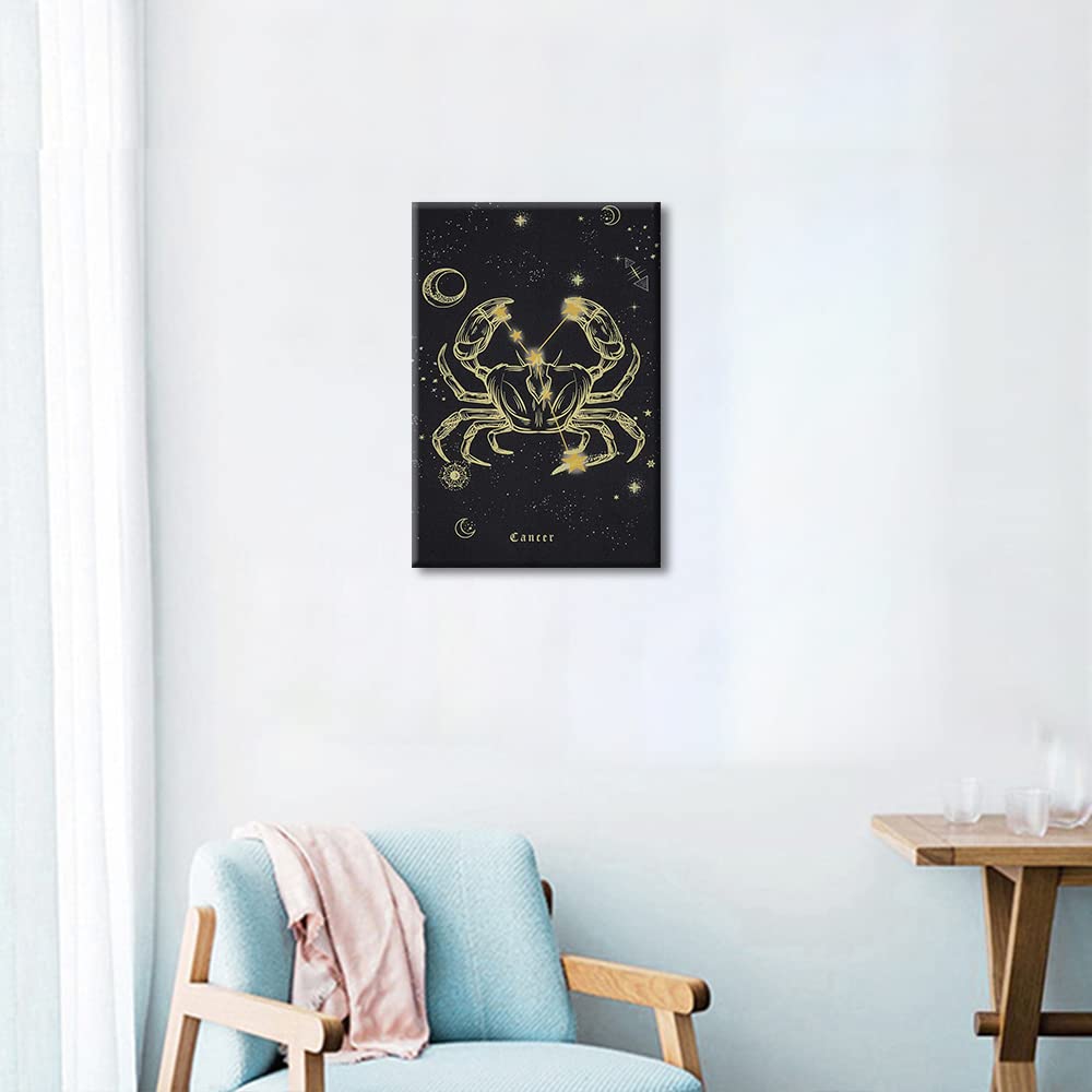 Wall Art Constellation Cancer Modern Painting Print Zodiac Constellation Poster Modern Wall Art Canvas Artwork for Living Room Home Bathroom Bedroom Office Decoration Ready to Hang - 18"W x 12"H