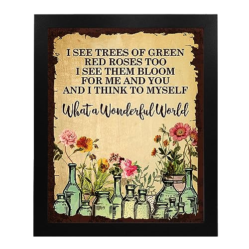 Louis Armstrong - What a Wonderful World - Song Lyric Wall Art Print, This Ready to Frame Jazz Music Wall Art Poster Print is Ideal For Home, Bar, Studio, cave & Music Room Décor, Unframed - 8x10"