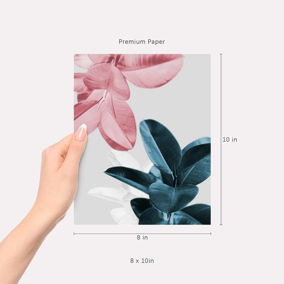 BARATIE Botanical Wall Art Prints Set of 4 Bathroom Decor Wall Art Indigo Blue Plants Rubber Leaves Posters Pink Watercolor Boho Leaf Wall Decor for Bedroom (8"x10" UNFRAMED, Indigo Blue)