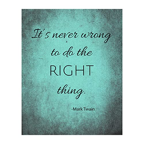 It's Never Wrong To Do The Right Thing Home Decor - Motivational Quotes Wall Art - Distressed Typographic Inspirational Wall Art Poster Print for Living Room, Office, Church Decor. Unframed - 10 x 8