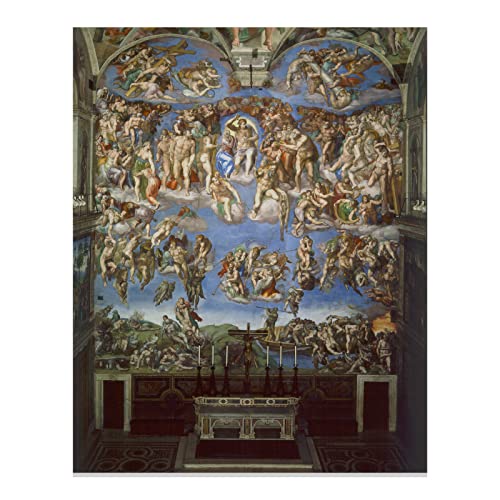 ZZPT Michelangelo Last Judgment Art Poster - Religious Wall Decor - Vintage Canvas Prints for Living Room Bedroom - Famous Painting Reproductions Unframed (12x16in/30x40cm)