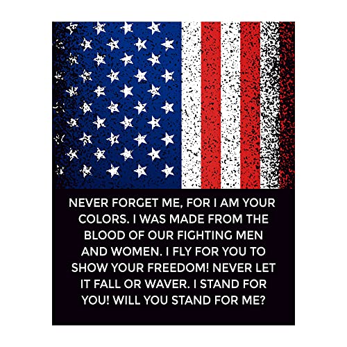 Never Forget Me - Patriotic Wall Art Poster, This American Flag Wall Decor Is An Ideal Inspirational Art For Home Decor, Bedroom Decor, Man Cave Room Decor Aesthetic, or 4th Of July, Unframed - 8x10