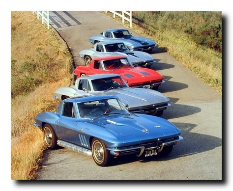 Chevy Corvettes in a Row Transportation Vintage Car Wall Decor Art Print Poster (16x20)