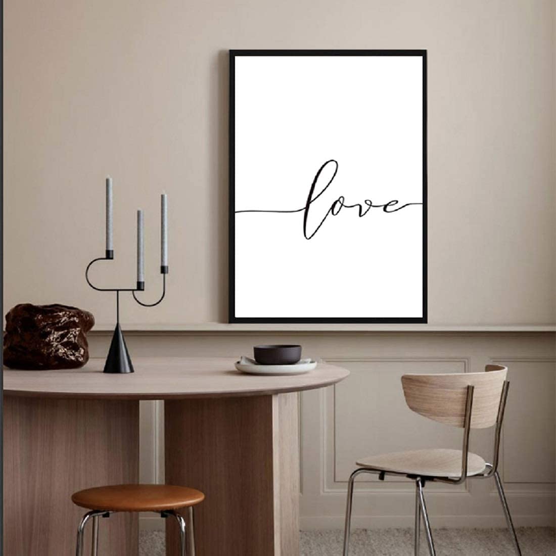 Love and Hand in Hand Wall Art Canvas Print Poster Black and White Sketch Art Line Drawing Decor for Living Room Bedroom (Set of 3 Unframed, 8x10 inches)