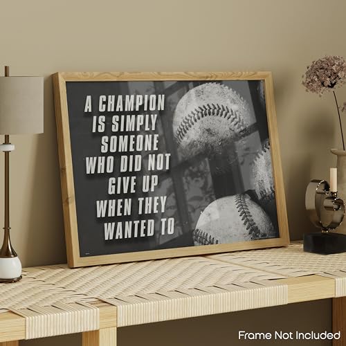 Inspirational Wall Art Co. - Champion - Baseball Talent Gift Bedroom Inspiration Motivational Quotes Posters - Poster Printing - Print for Home Office Decor - 11X14 inches