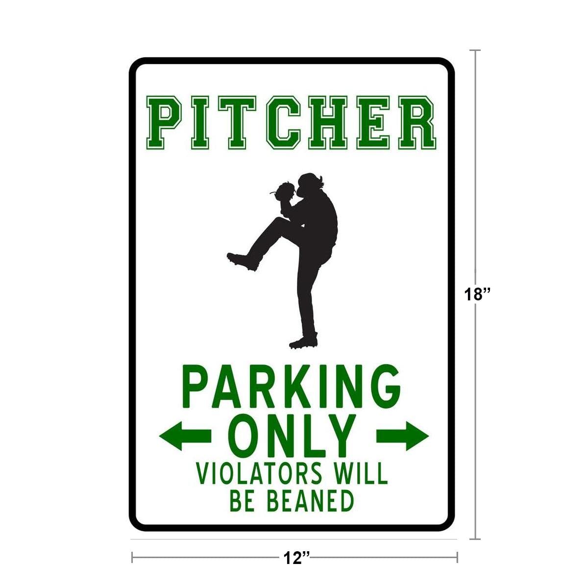 Baseball Pitcher Parking Only Funny Sign Cool Wall Decor Art Print Poster 12x18