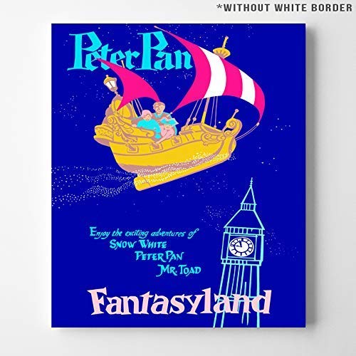 Disneyland Peter Pan Fantasyland Wall Art Poster Home Decor Print Vintage Artwork Reproduction - Unframed