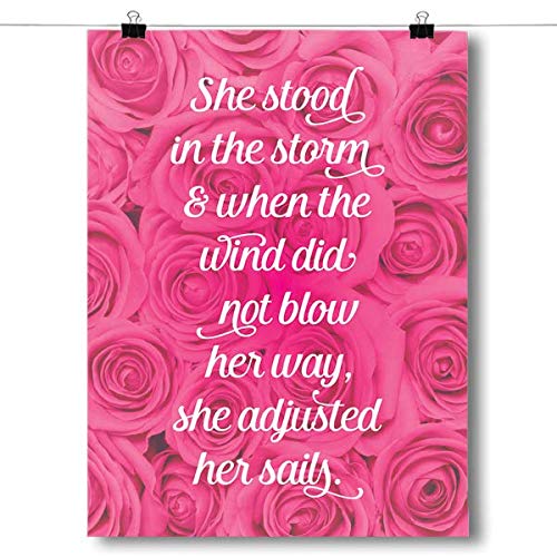 Inspired Posters - She Stood In The Storm - Breast Cancer Awareness Decorative Wall Art Poster - Modern Home Decor - Motivational Posters - UV Print 8x10 Poster