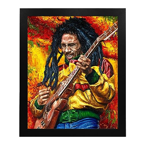 Bob Marley Rocking - Abstract Music Concert Wall Art - This Ready to Frame Vibrant Music Wall Art Poster Print is Good For Music Room, Office, Studio, And Man Cave Room Decor, Unframed - 8 * 10”