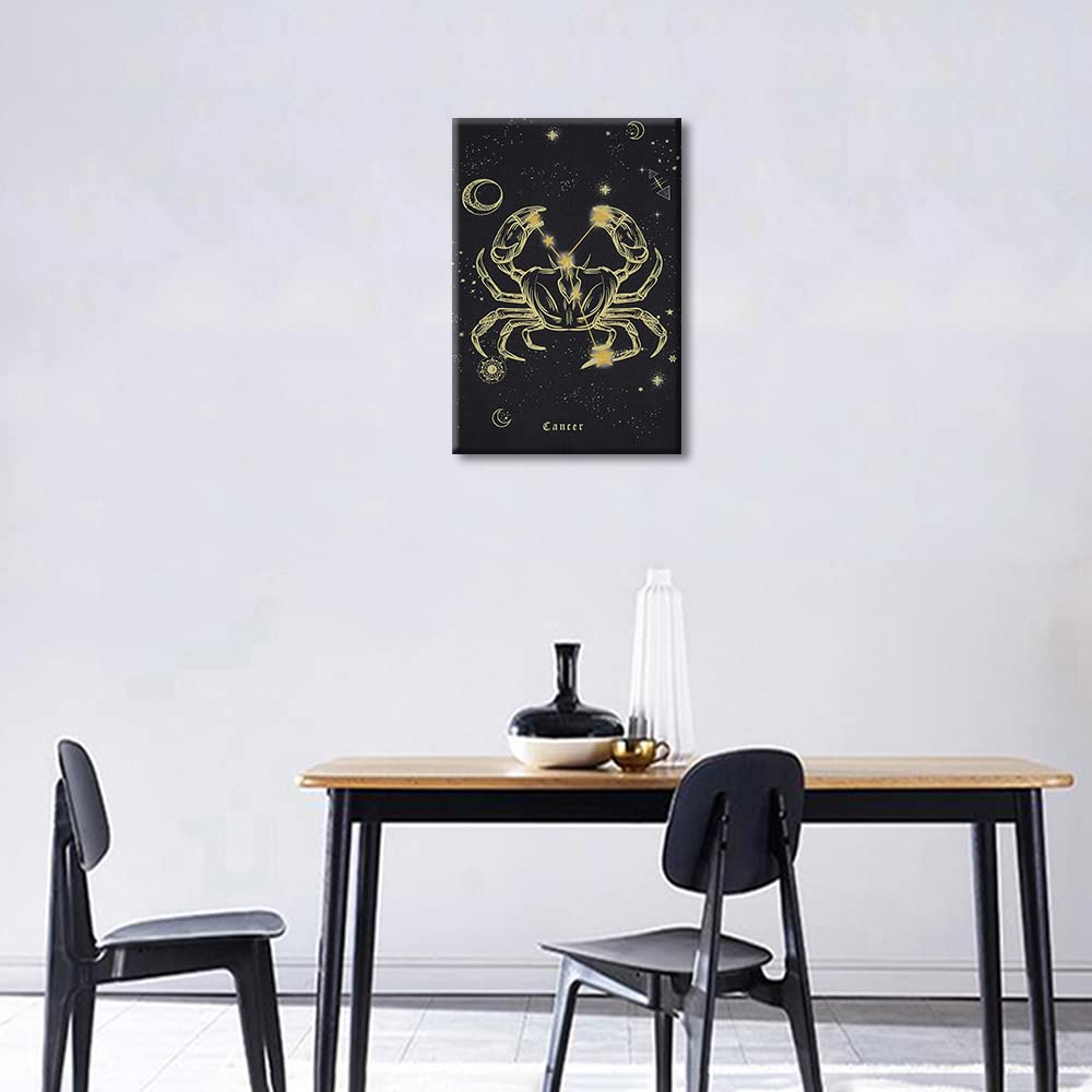 Wall Art Constellation Cancer Modern Painting Print Zodiac Constellation Poster Modern Wall Art Canvas Artwork for Living Room Home Bathroom Bedroom Office Decoration Ready to Hang - 18"W x 12"H