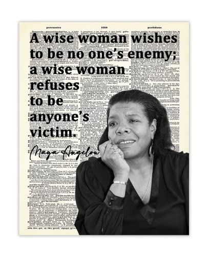 Inspirational Wall Art Poster "A Wise Woman Wishes…", Maya Angelou 8x10 Dictionary, Motivational Wall Art & Positive Affirmations Wall Decor for Bedroom, Teen Girl, Boy & Office Decor for Men, Women