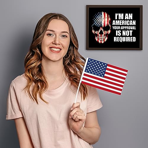 I'm An American - Patriotic Wall Art Poster, This American Flag Skull Wall Decor Is An Ideal Inspirational Art For Home Decor, Bedroom Decor, Man Cave Room Decor, or 4th Of July, Unframed - 8x10