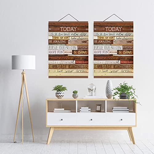 HoozGee Magnetic Poster Hanger Frame and Inspirational Motivational Wall Art Print Light Wood Wooden Magnet Canvas Artwork Prints 20x30cm Dowel Poster Hangers Frames Hanging Kit (8 Inch)