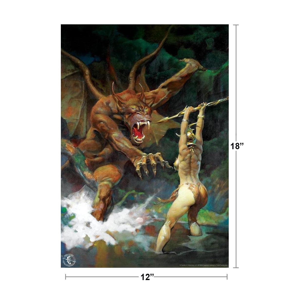 Beauty and Beast By Frank Frazetta Wall Art Gothic Fantasy Decor Frank Frazetta Artwork Scary Art Prints Horror Battle Posters Frazetta Illustration Woman War Cool Wall Decor Art Print Poster 12x18