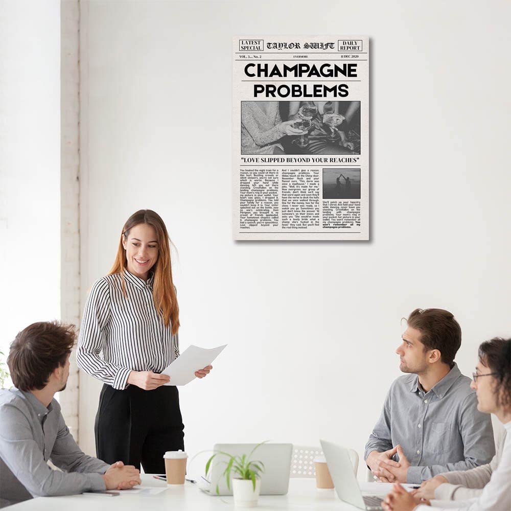 Vintage Newspaper Style Swift Poster Canvas Wall Art Music Album Posters for Room Aesthetic Song Lyric Print Wall Decor for Living Room Bedroom (16x24in Unframed,B)