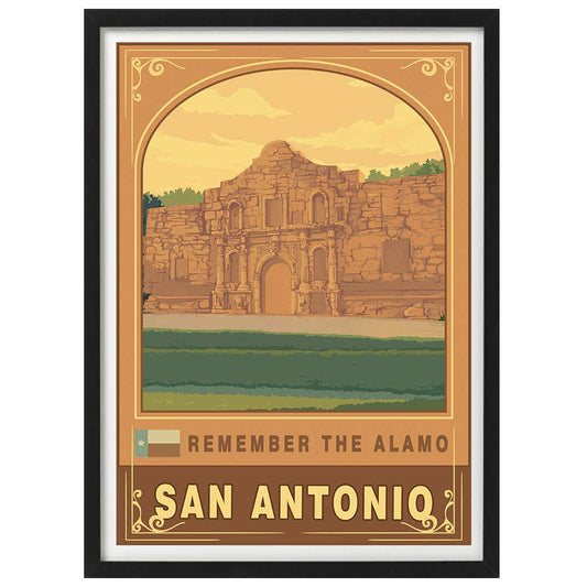 xtvin USA Alamo San Antonio America Vintage Travel Poster Art Print Canvas Painting Home Decoration Gift(12X18 inch)
