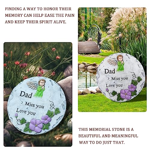 Dad Memorial Stone, Angel Memorial Garden Stone in Memory of Dad in Heaven,Sympathy Gift for Loss of Dad, Remembrance of Beloved Father Bereavement Keepsake Gift,10 inch