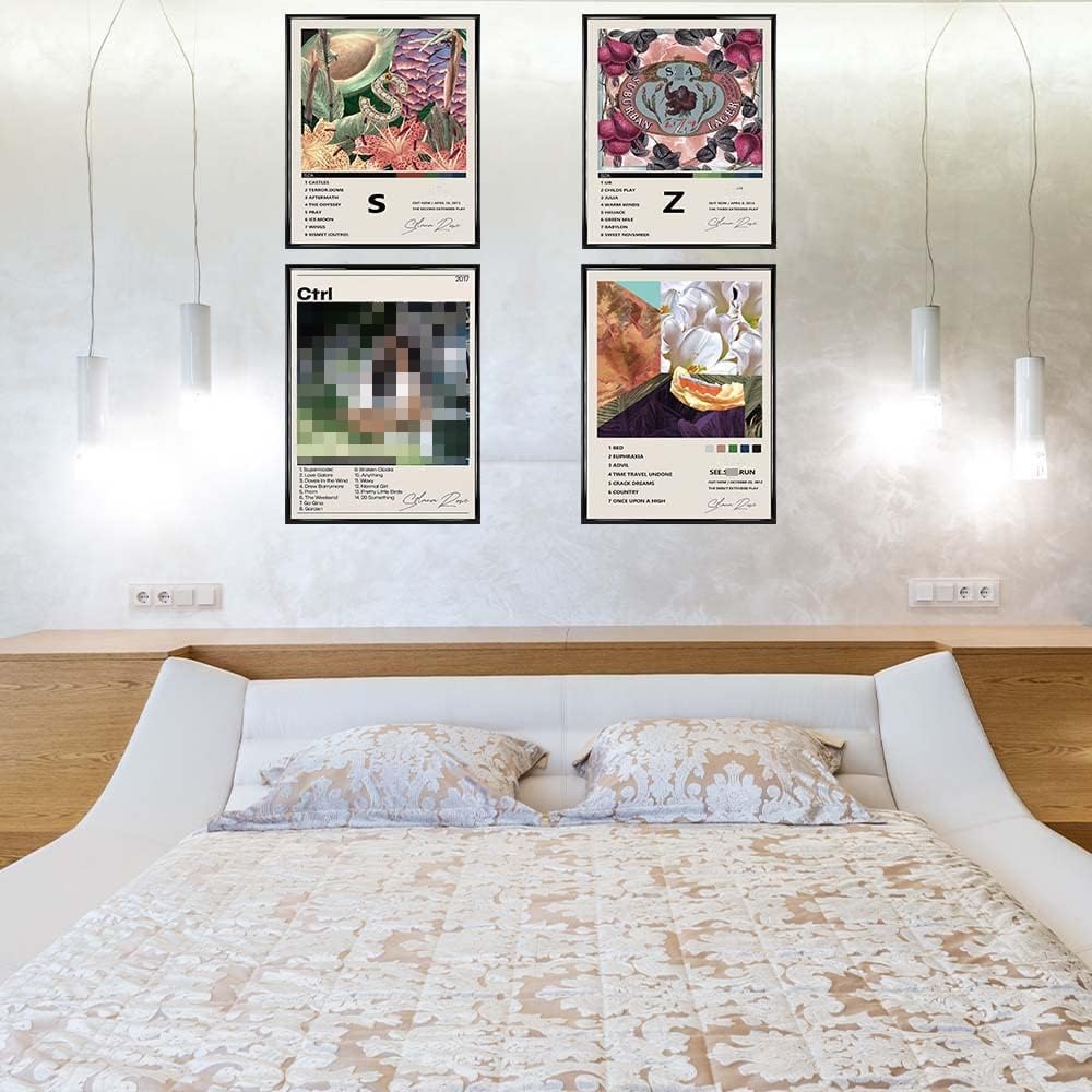 Syoolso Singer Postes 4 Pcs Album Cover Signed Limited Posters Room Aesthetic Print Rapper Music Poster Canvas Wall Art for Teen and Girls Dorm Decor 8x10 inch Unframed