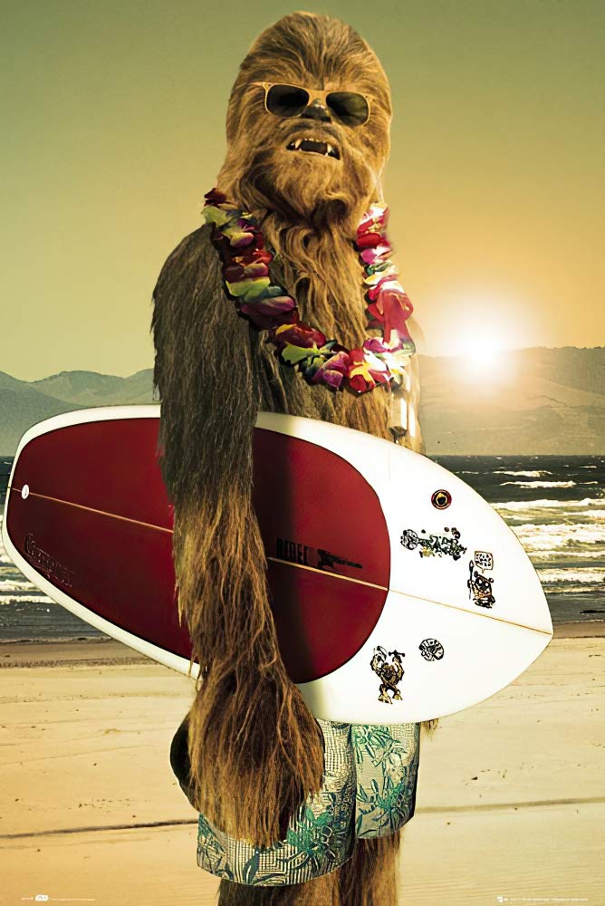 CHEWBACCA STAR WARS"SURF'S UP" 24" X 36" WALL 2016 POSTER MOVIE OUT OF PRINT