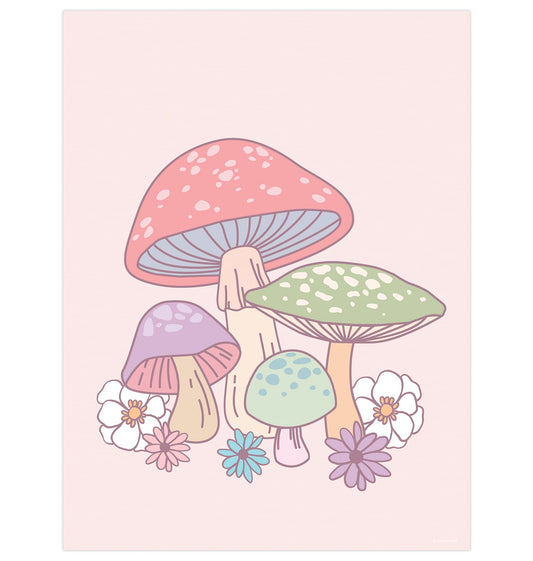 Danish Pastel Mushroom Poster, Pastel Cottagecore Wall Art, Aesthetic Posters, Trendy Wall Decor for Bedroom Aesthetic, Cool Wall Decor, Girls Cute Room Decor (12x16 inches)