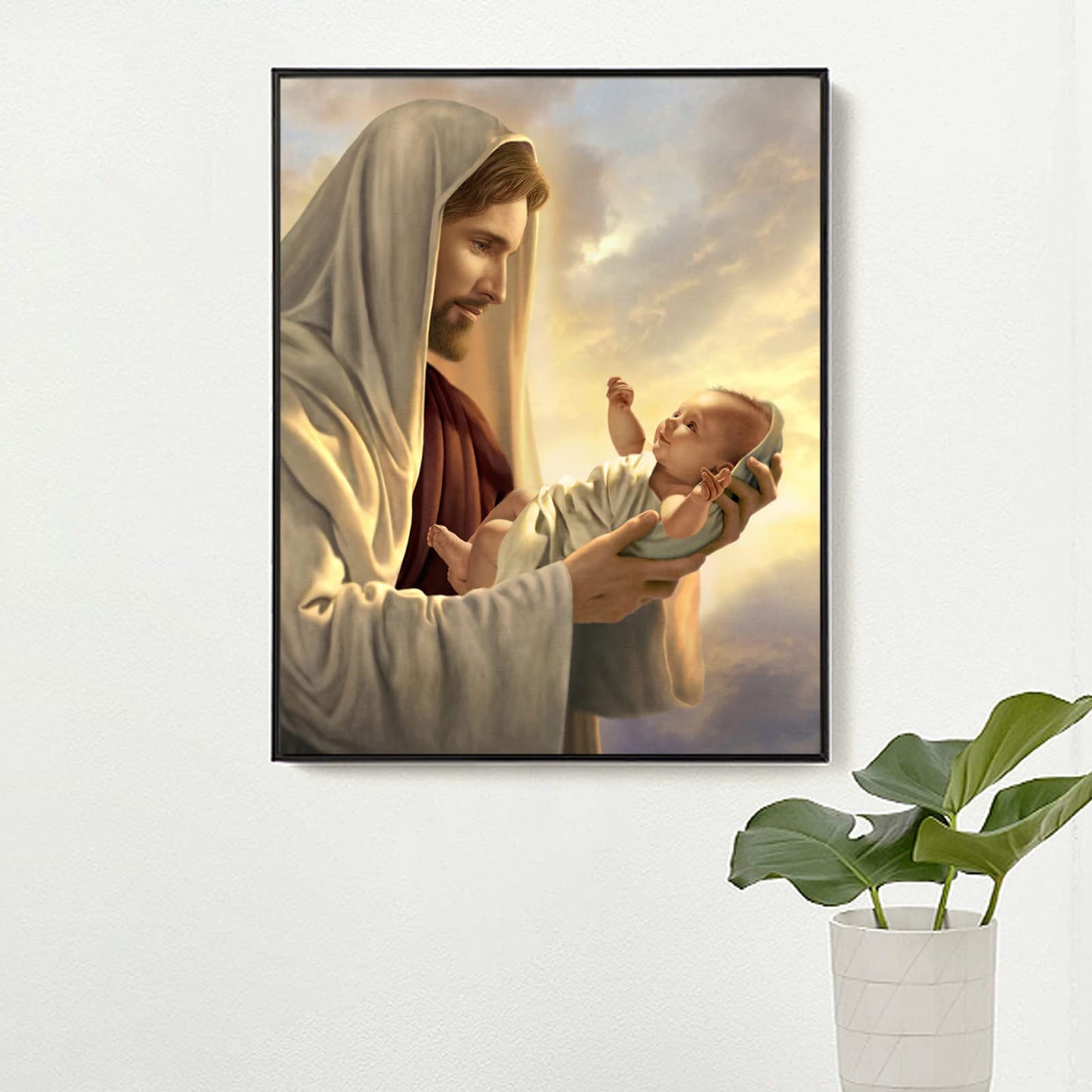 ZZPT Jesus Poster Jesus and Children Canvas Wall Art - Classic Art Prints - Portrait Painting Religious Pictures Spiritual Wall Decor for Living Room Bedroom Kitchen Unframed (12x15in/30x38cm)