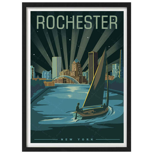 xtvin USA New York Rochester America Vintage Travel Poster Art Print Canvas Painting Home Decoration Gift（12X18inch）