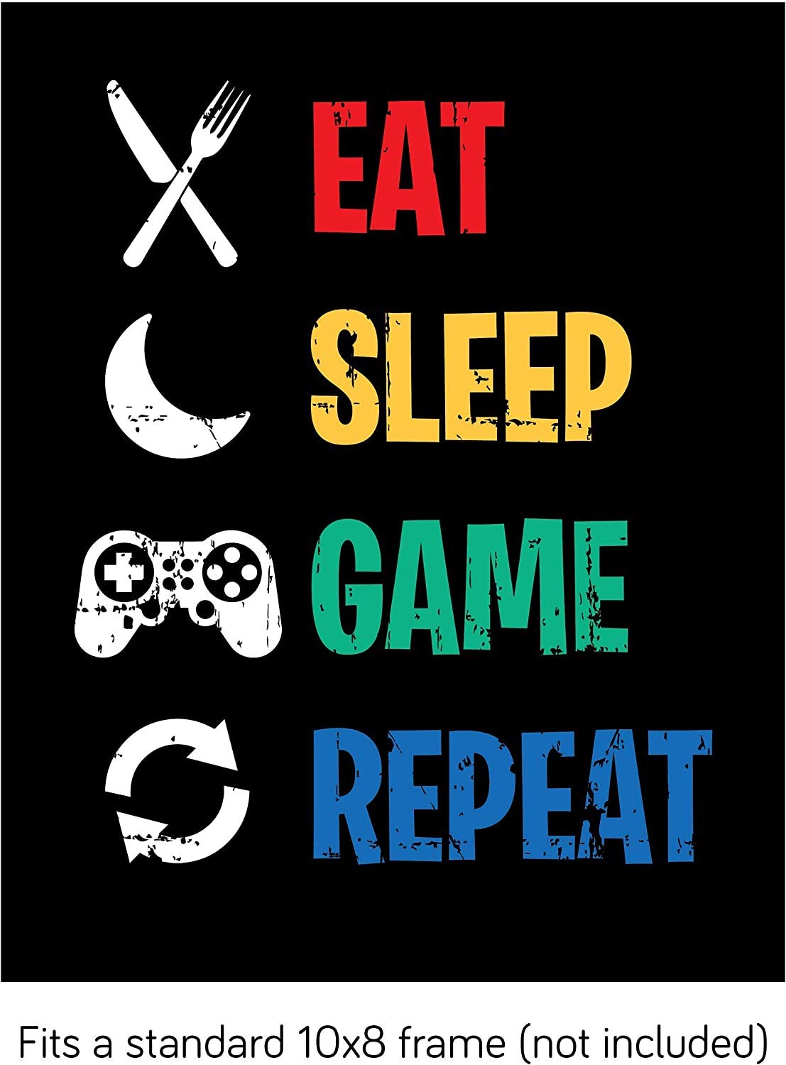 Unframed Video Game Themed Funny Wall Art Prints, Set of 3 (8" x 10") Gaming Poster Art Painting For Kids Room Teenage Boy Decor