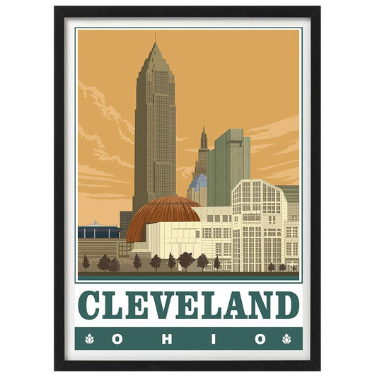 xtvin USA Ohio Cleveland America Vintage Travel Poster Art Print Canvas Painting Home Decoration Gift（12X18inch）