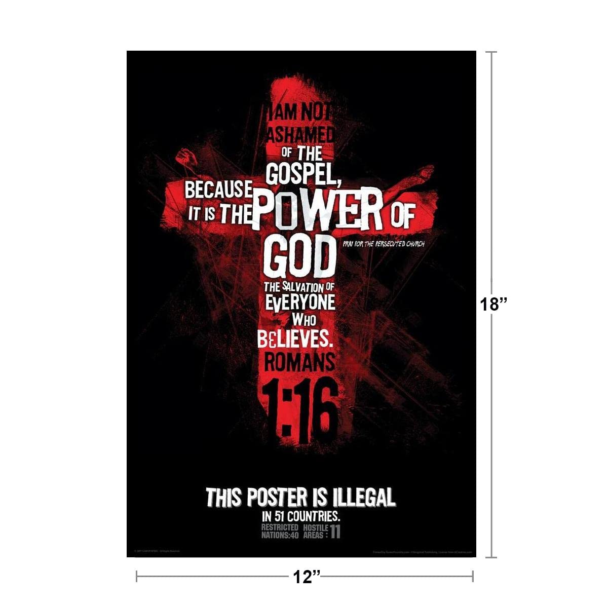 This Poster Is Illegal In 51 Countries Gospel Religious Freedom Religion Quote Romans Bible Verse Inspirational Motivational Christ Jesus Cross Cool Wall Decor Art Print Poster 12x18