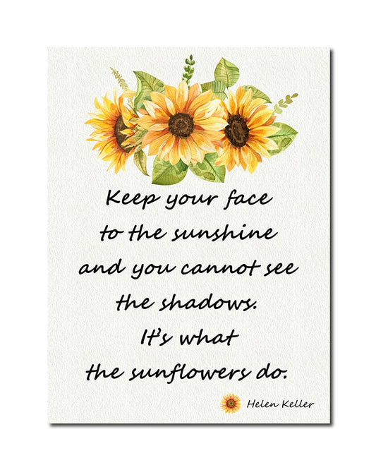 Paimuni Inspirational Wall Art Sunflower Canvas Prints Helen Keller Quotes Poster Motivational Decor Ready to Hang for Kitchen Bathroom Office 12x16 Inch