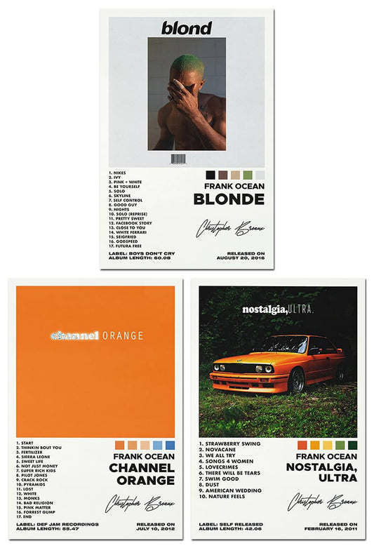Bkioqoh A Set of 3 canvas posters,Frank Poster Ocean Blonde Poster Channel Orange Poster, Album Aesthetics 3 Piece Set,8x12IN Canvas Prints Unframed Set of 3