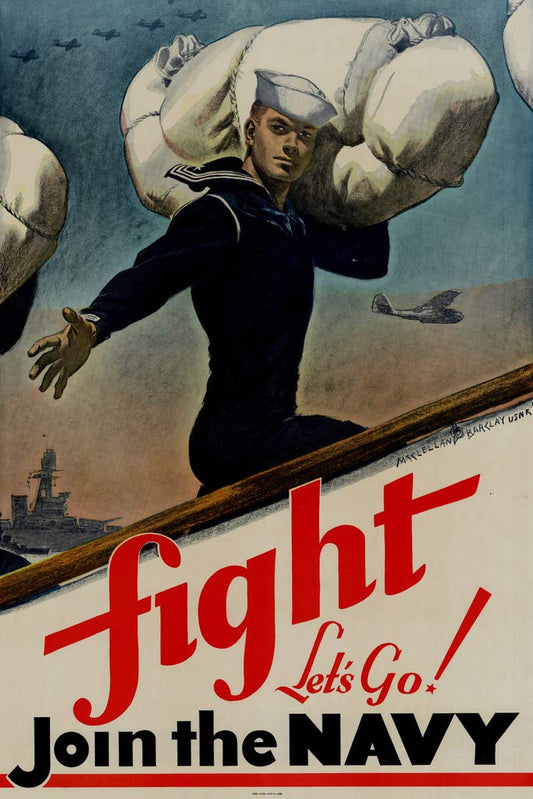 Fight Lets Go Join The Navy WPA Propaganda Cool Wall Decor Art Print Poster 12x18