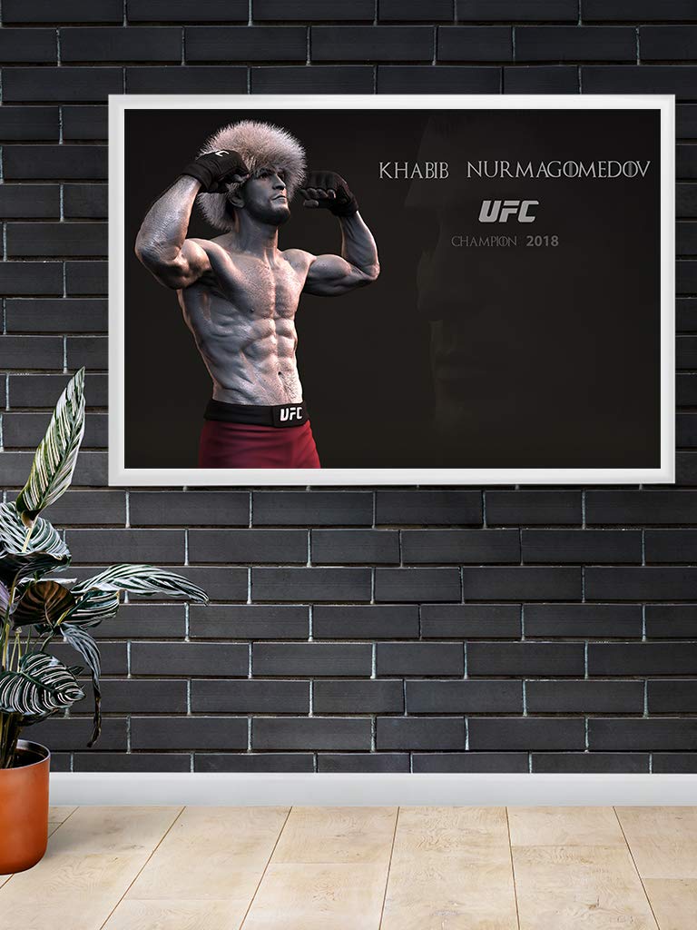Khabib Nurmagomedov Poster Wall Art for Home Boxer in Papakha Interior Decor Prints 8" x 12"
