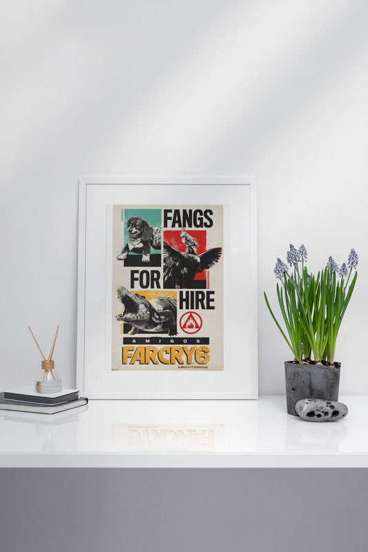 Far Cry 6 Poster Fangs For Hire Chorizo Guapo Chicharron Video Game Gaming Gamer Merchandise Collectibles Collectors Merch Wall Art Gift Room Home Cool Play Cool Wall Decor Art Print Poster 12x18
