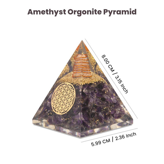Agate Mart Amethyst Orgonite Pyramid Crystals Pyramid for Positive Energy And Meditation Yoga Positive Energy Crystal That Promotes Wealth, Prosperity and attracts Success