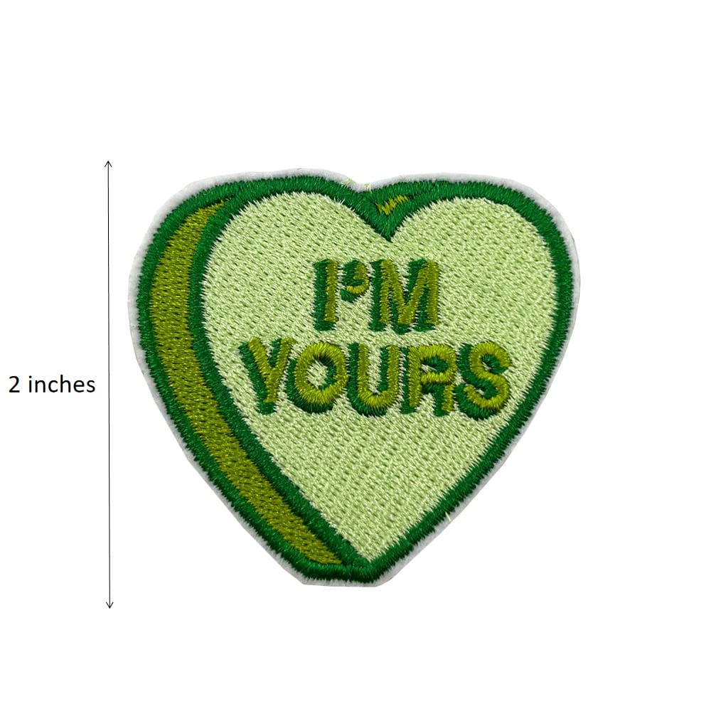 6 Pieces Pack Valentines Day Heart Patches, Self-adhesive Conversation Hearts Candy Embroidered Iron On Patches