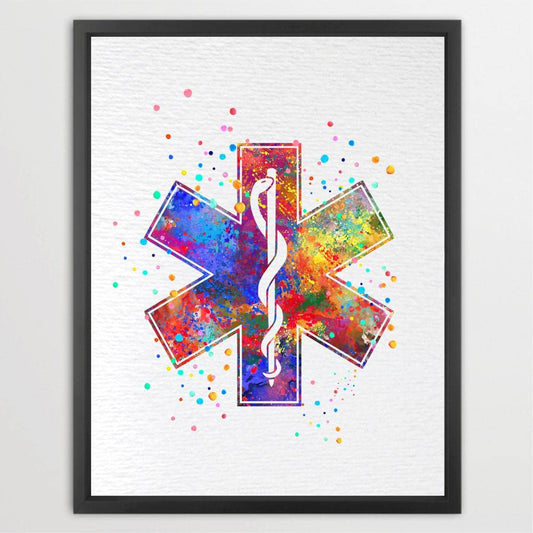 Dignovel Studios 8X10 Unframed Rod of Asclepius Doctor Nurse Medical Art Science Hospital Clinic Watercolor Art Print Poster Wall Art Nursery Kids Office Home Decor DN600