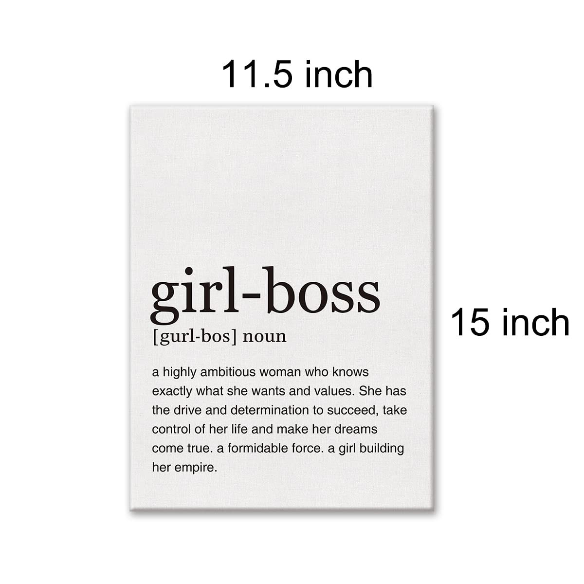 LEXSIVO Girl Boss Definition Print Canvas Wall Art Home Office Decor Modern Girl Boss Quote Painting 12x15 Canvas Poster Framed Ready to Hang Artwork