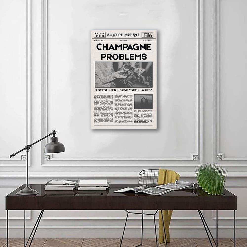 Vintage Newspaper Style Swift Poster Canvas Wall Art Music Album Posters for Room Aesthetic Song Lyric Print Wall Decor for Living Room Bedroom (16x24in Unframed,B)