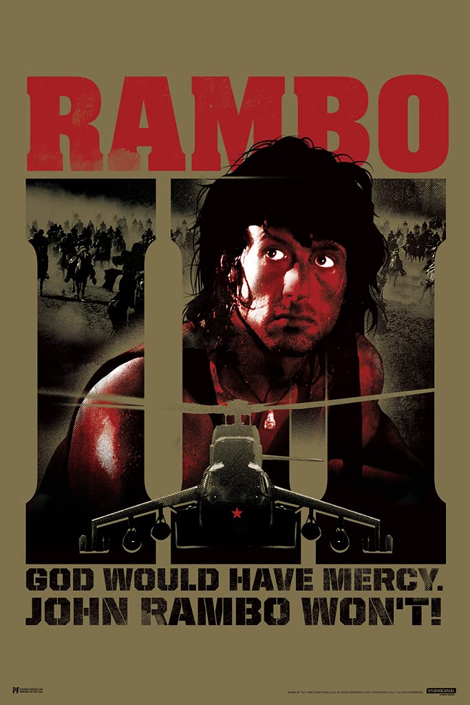 Rambo III 3 God Would Have Mercy John Rambo Wont Retro Vintage 80s Movie Theater Decor Memorabilia Action Film Sylvester Stallone Series Collection Classic Cool Wall Decor Art Print Poster 12x18