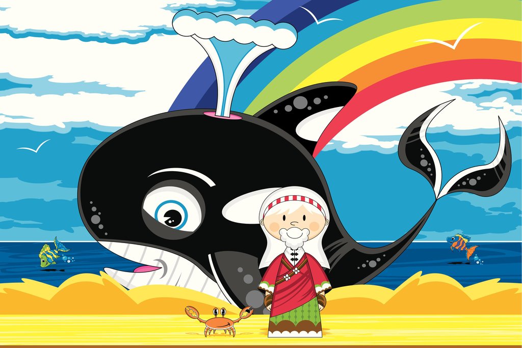 Jonah and the Whale Bible Scene Cool Wall Decor Art Print Poster 18x12
