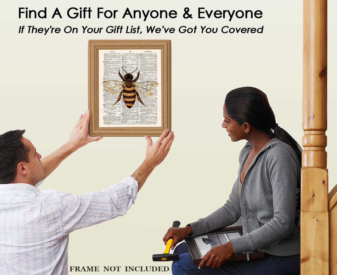 Vintage Bee Dictionary Wall Art Print - 8x10 Unframed Poster Print for Home, Office, Living Room and Bedroom - Creative Gift Idea for Bee and Farm Lovers