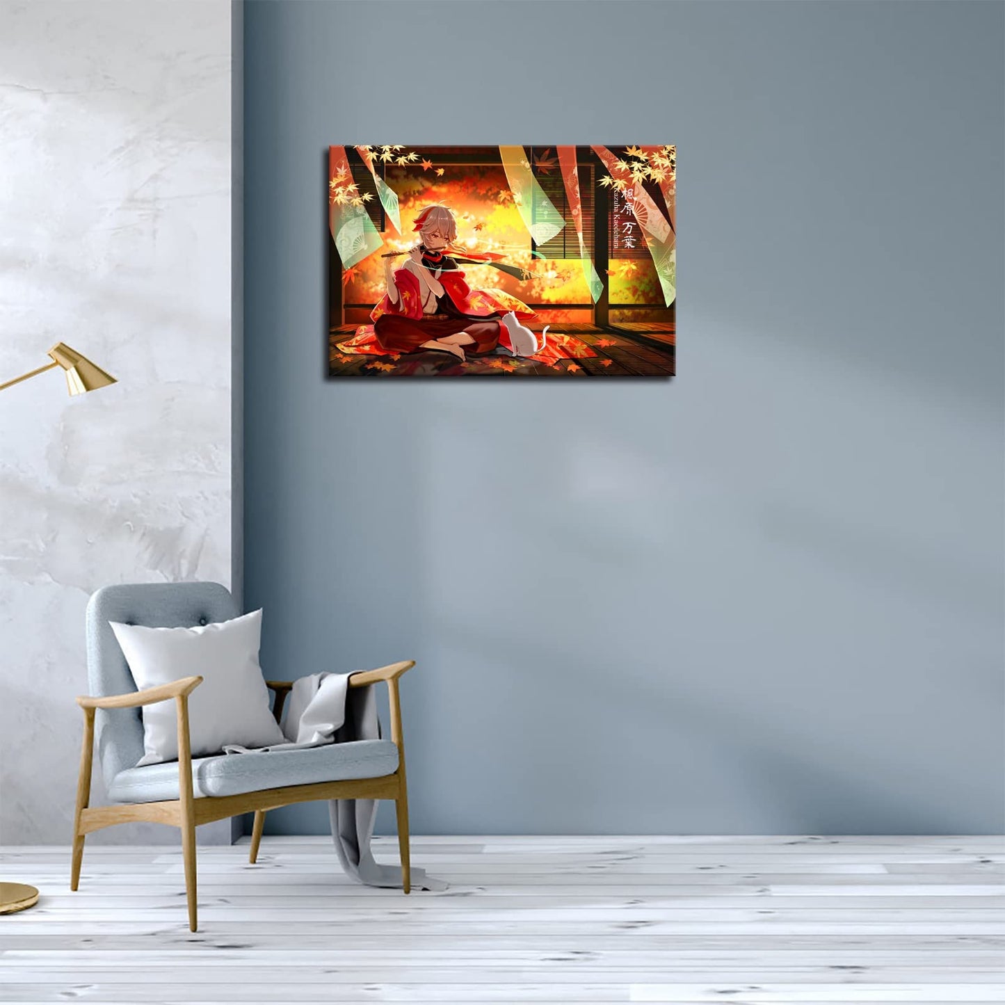 Genshin Impact Kaedehara Kazuha Wall Art Canvas Print Poster,Posters for Boys Room,Living Room Bedroom Bathroom Decor EMXEE (12x18 No Framed,B),White