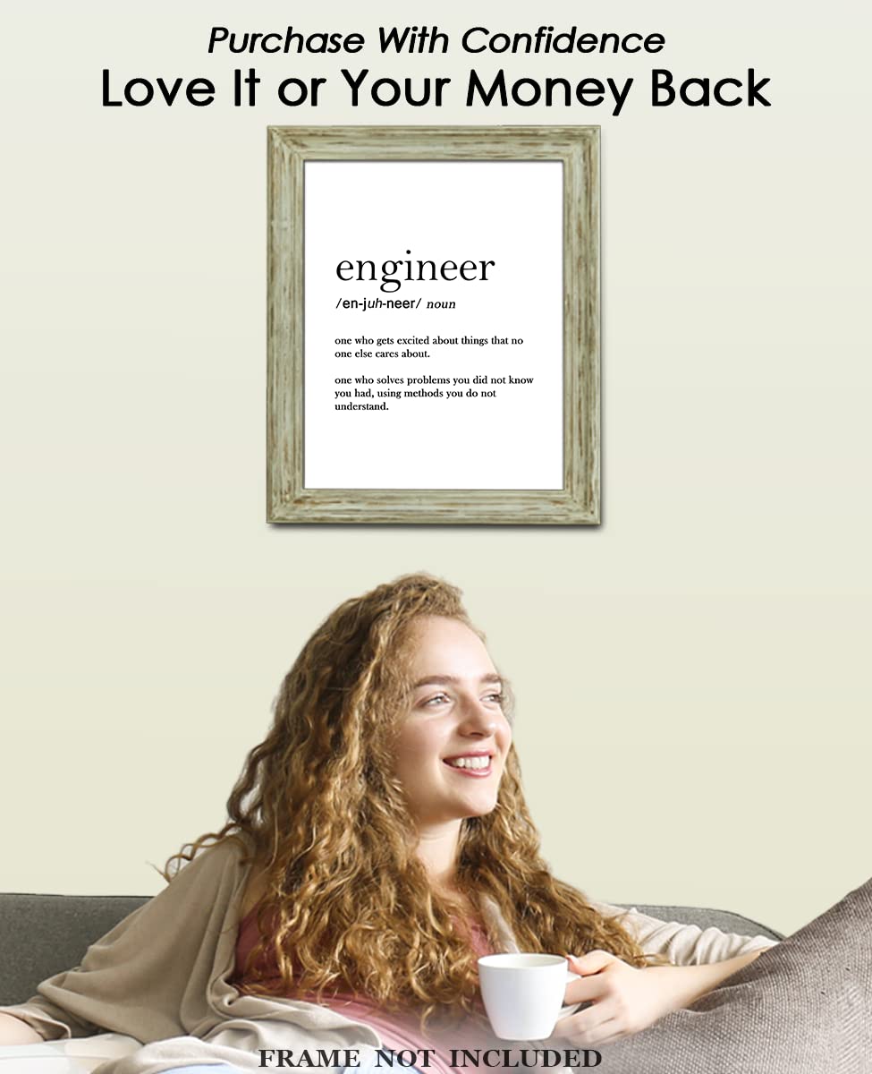 Engineer Funny Definition: 8x10 Unframed Chic, Boho & Modern Typography Wall Art Poster Print for Office, Classroom, Dorm & Bedroom Decor - Creative Gift Idea for Engineers & Engineering Students