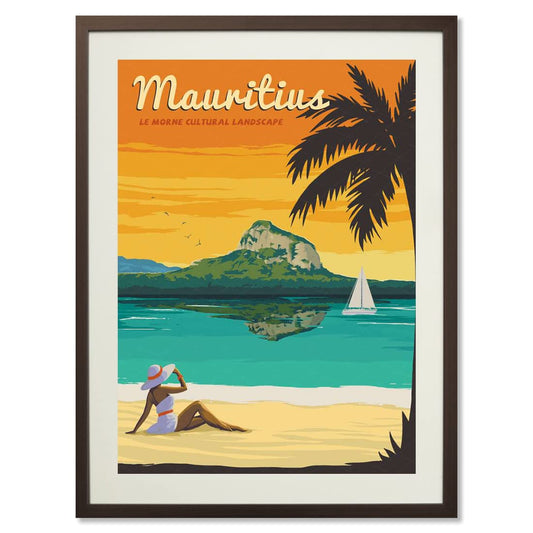 Mauritius Le Morne Cultural Landscape Vintage Travel Posters from Around the World Landscape Wall Art Print Decor Painting Gift Home Decoration Stickers (12X18 inch)