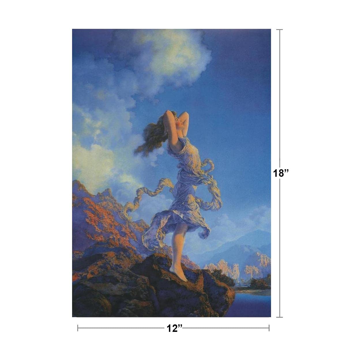 Maxfield Parrish Ecstasy Realism Romantic Artwork Woman Portrait Oil Painting Wall Art Renaissance Art Prints Fantasy Landscape Painting Cool Wall Decor Art Print Poster 12x18